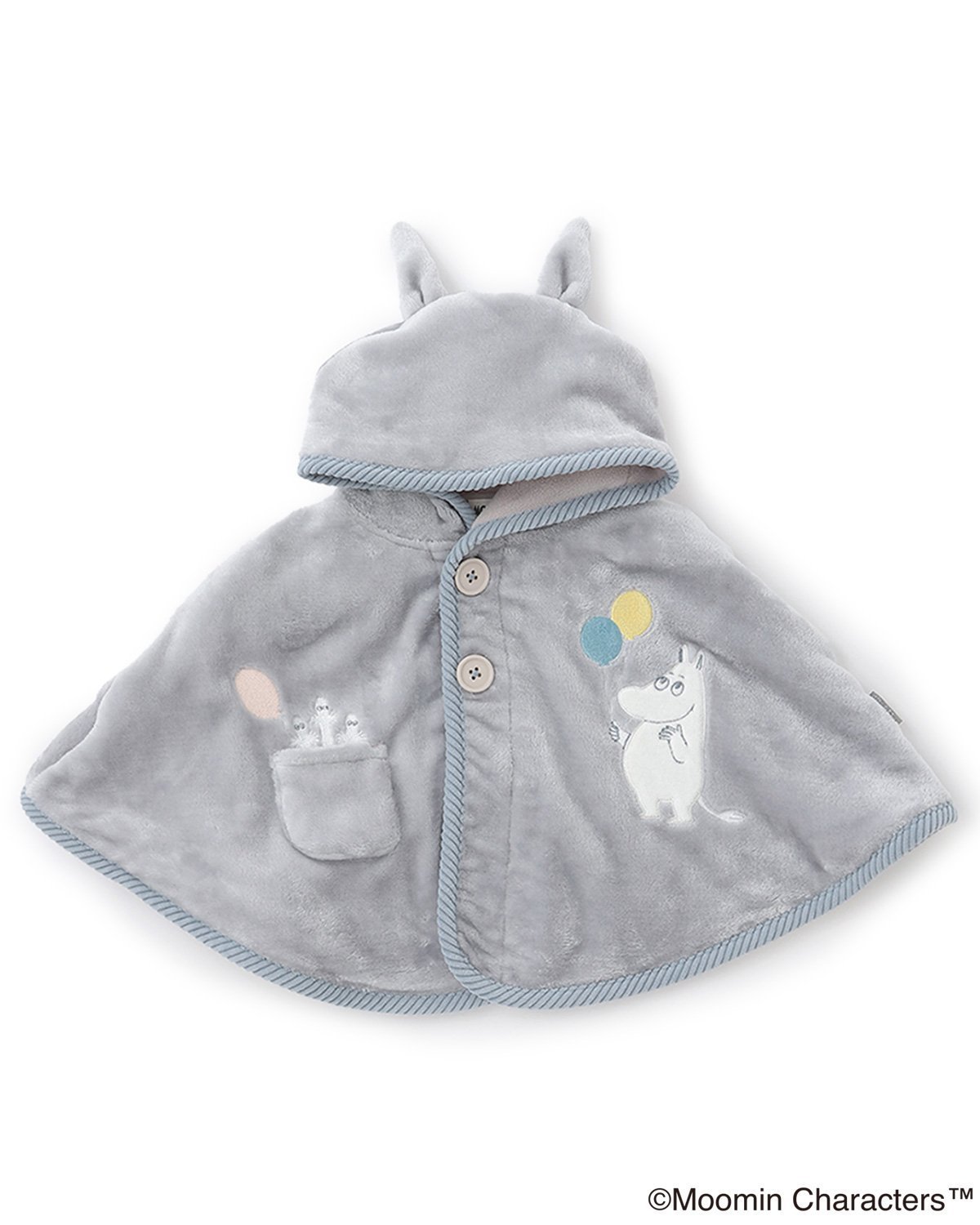 kladskap 【MOOMIN】風船ムーミンケープ ナルミヤオンライン マタニティウェア・ベビー用品 その他のベビーグッズ グレー ピンク【送料無料】