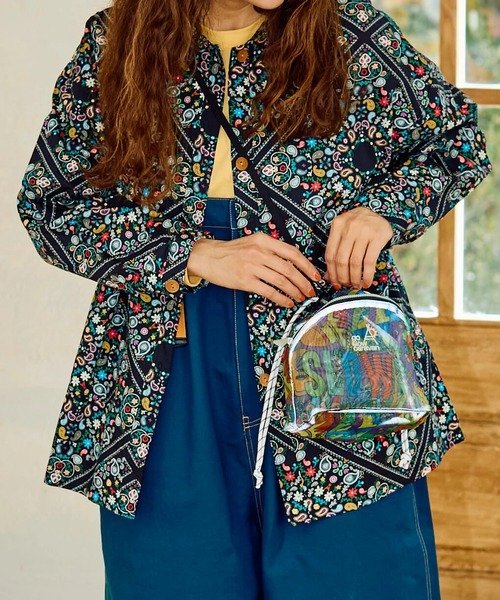 go slow caravan 総柄メッシュ 巾着ポーチ ゴースローキャラバン バッグ ショルダーバッグ【送料無料】