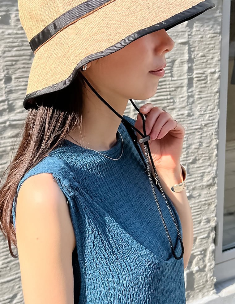 【SALE／45%OFF】Re:EDIT 紐付きジュートライクパイピングハット リエディ 帽子 ハット ベージュ stylife-15087748 Rakuten Fashion サンプル画像3