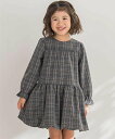 BeBe Petits Pois Vert 【店舗限定】チェックバルーン長袖ワンピース(95~150cm) ベベ オンライン ストア ワンピース・ドレス ワンピ...