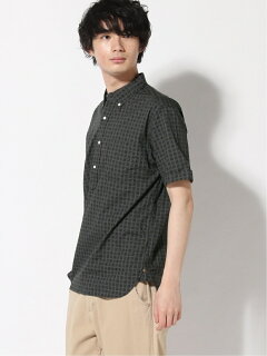 Batik Print Short-Sleeve Popover Buttondown Shirt 11-01-1062-139: Grey Batik Print Short-Sleeve Popover Buttondown Shirt 11-01-1062-139: Grey