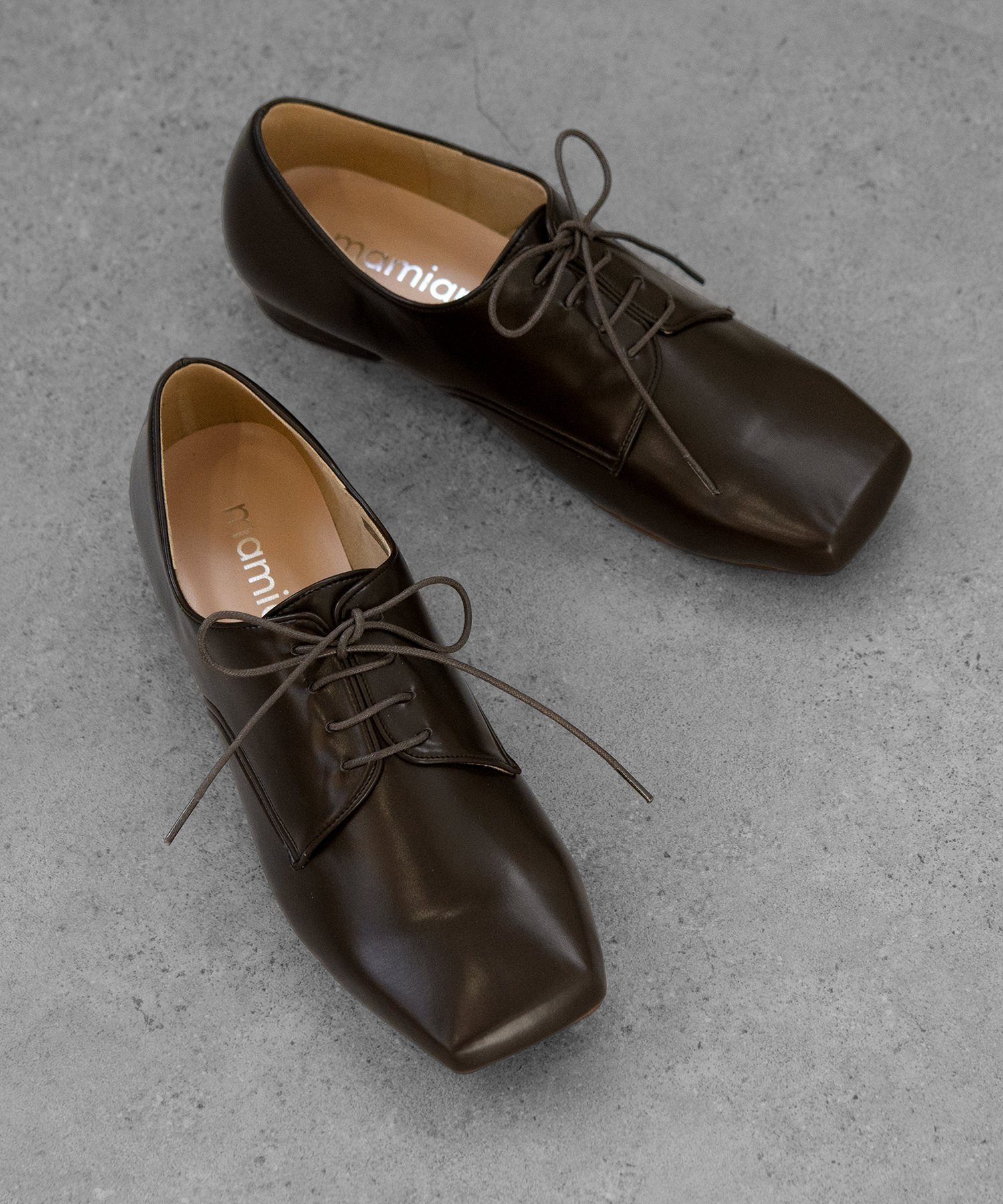 mamian スクエアトゥオックスフォードシューズ マミアン シューズ・靴 レースアップ・ドレスシューズ ブラウン【送料無料】のサムネイル