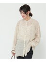 【SALE/60%OFF】ikka ボザムシアープリントシャツ イッカ トップス シャツ・ブラウス ベージュ ネイビー