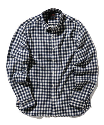 BEAMS MEN 【ビームスの百名品】BEAMS PLUS / シャギーギンガムチェック ボタンダウンシャツ ビームス メン トップス シャツ・ブラウス ネイビー ベージュ【送料無料】