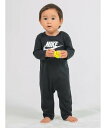 NIKE ベビー(80-90cm) ロンパース NIKE(ナイキ) NKN NON-FOOTED HBR COVERALL ルーキーユーエスエー マタニティウェア・ベビー用品 ロンパース・カバーオール ブラック グレー ピンク