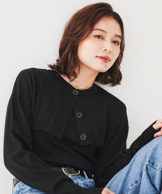 【SALE/60%OFF】UNTITLED 【アンサンブル/毛100%】ボレロカーディガン*ノースリーブニットセット アンタイトル トップス カーディガン ブラウン レッド ブラック【送料無料】