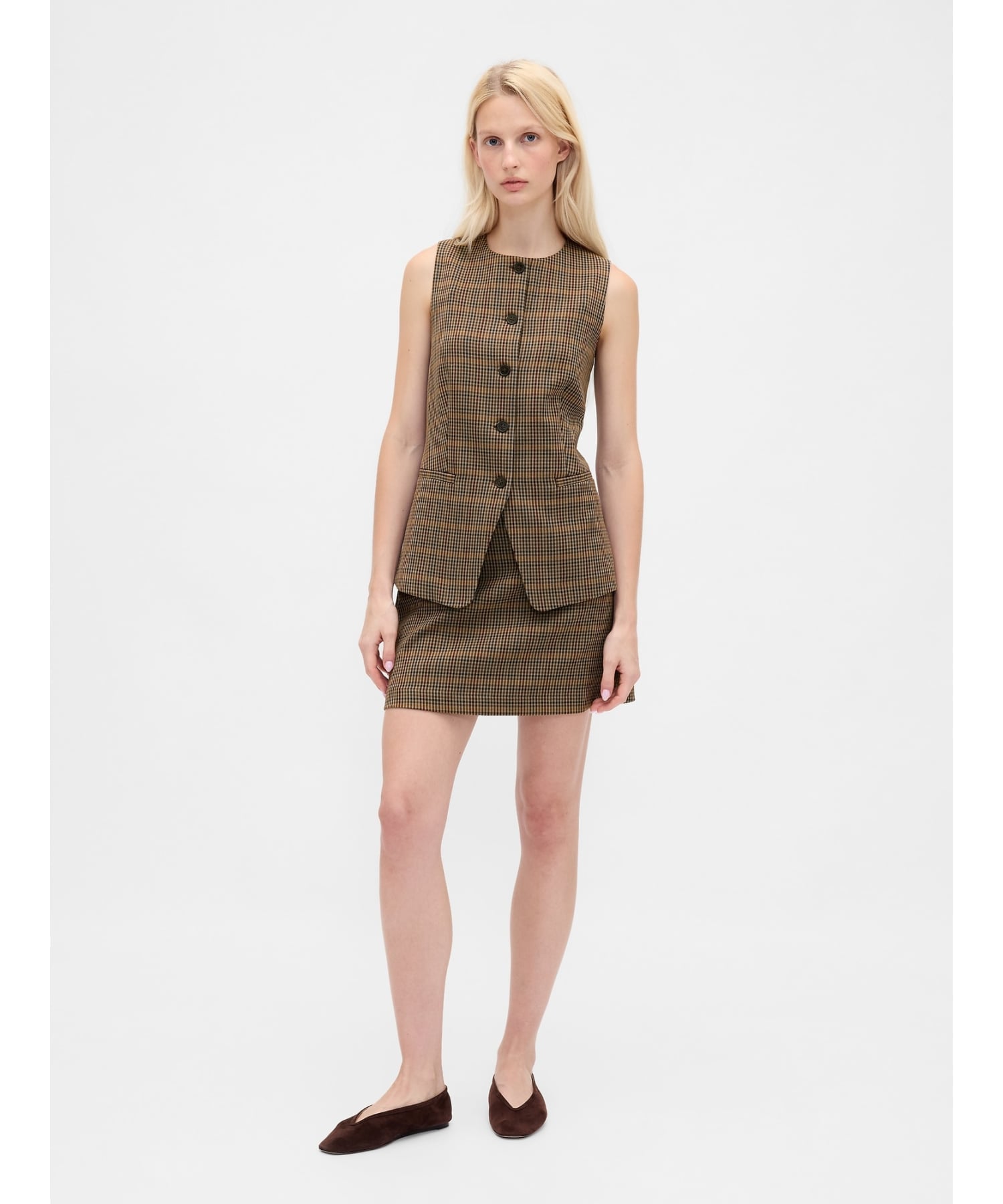 【SALE／59%OFF】GAP (W)ヘリンボーン ミニスコート ギャップ スカート ミニスカート ブラウン グレー【送料無料】