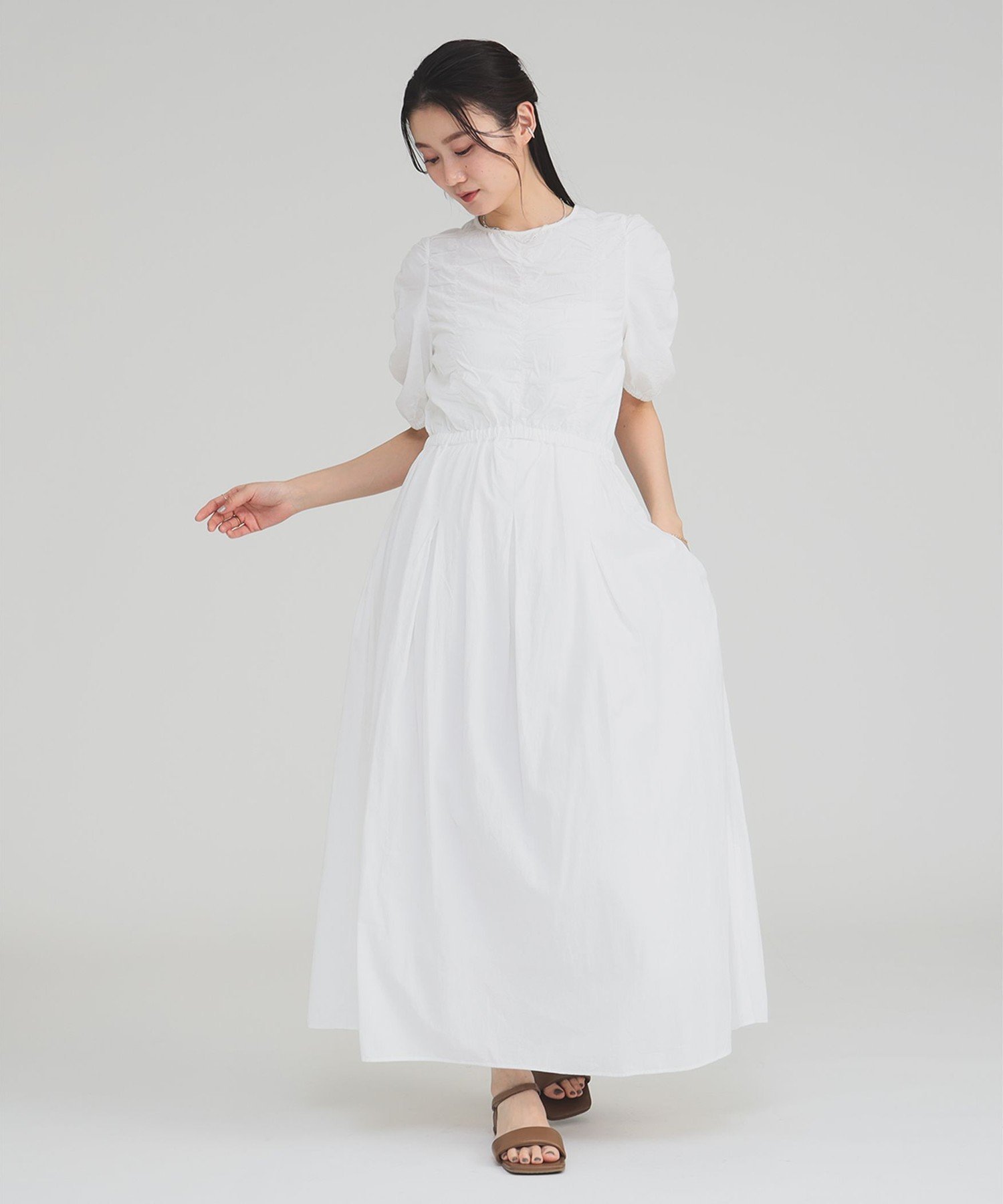 【SALE／50%OFF】Demi-Luxe BEAMS ne Quittez pas / ドビー シャーリング ワンピース ビームス アウトレット ワンピース・ドレス その他のワンピース・ドレス ブラック ホワイト【送料無料】