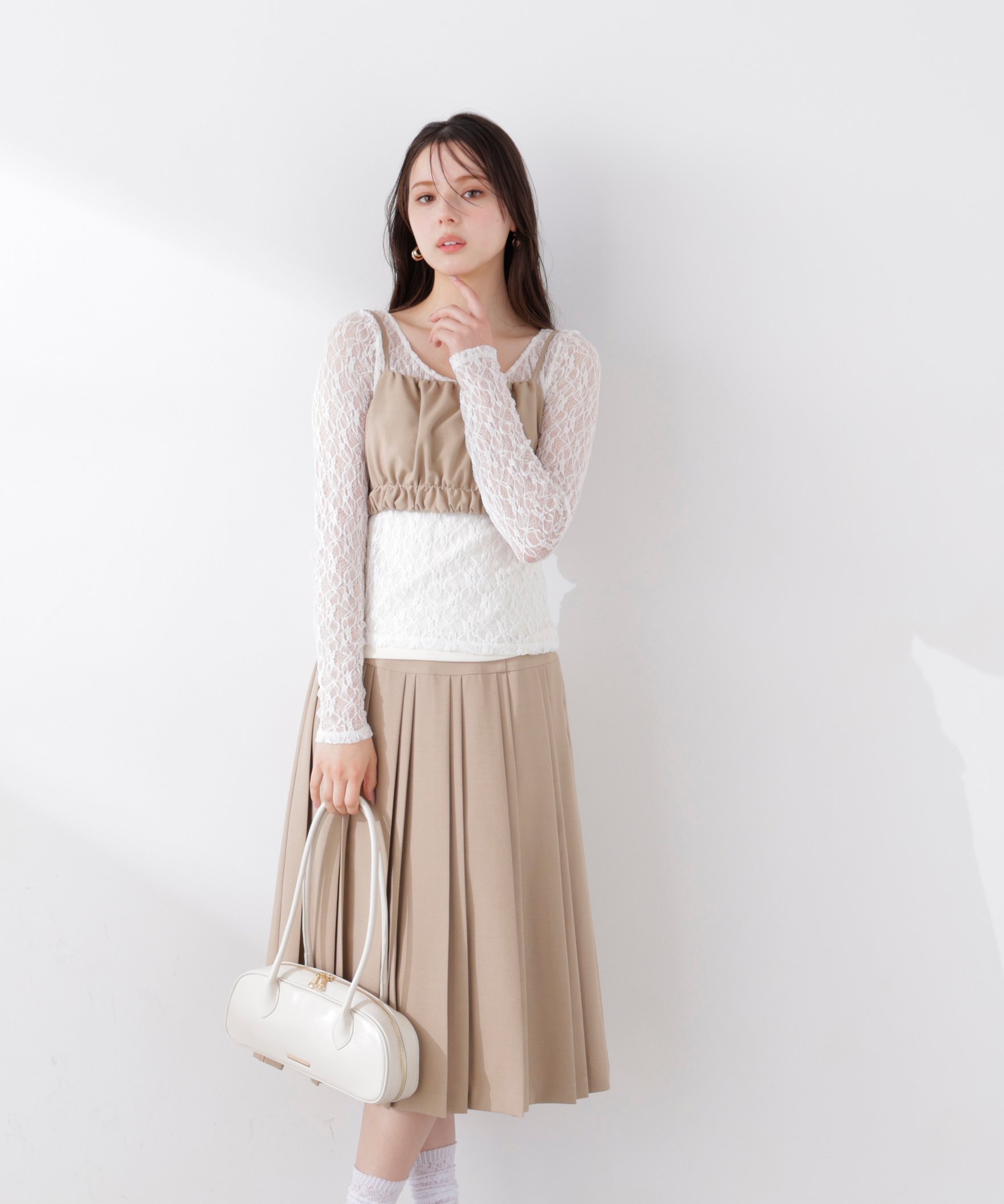 PROPORTION BODY DRESSING ミディープリーツスカート 26SS プロポーションボディドレッシング スカート その他のスカート グレー ベージュ ホワイト