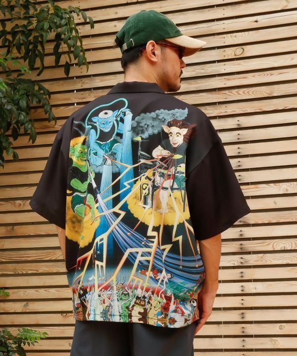 カヤ 【カヤ】アロハシャツ《鈴木ひょっとこ×倭物やカヤ》 アミナコレクション トップス シャツ・ブラウス ベージュ イエロー ブラック ネイビー ブラウン