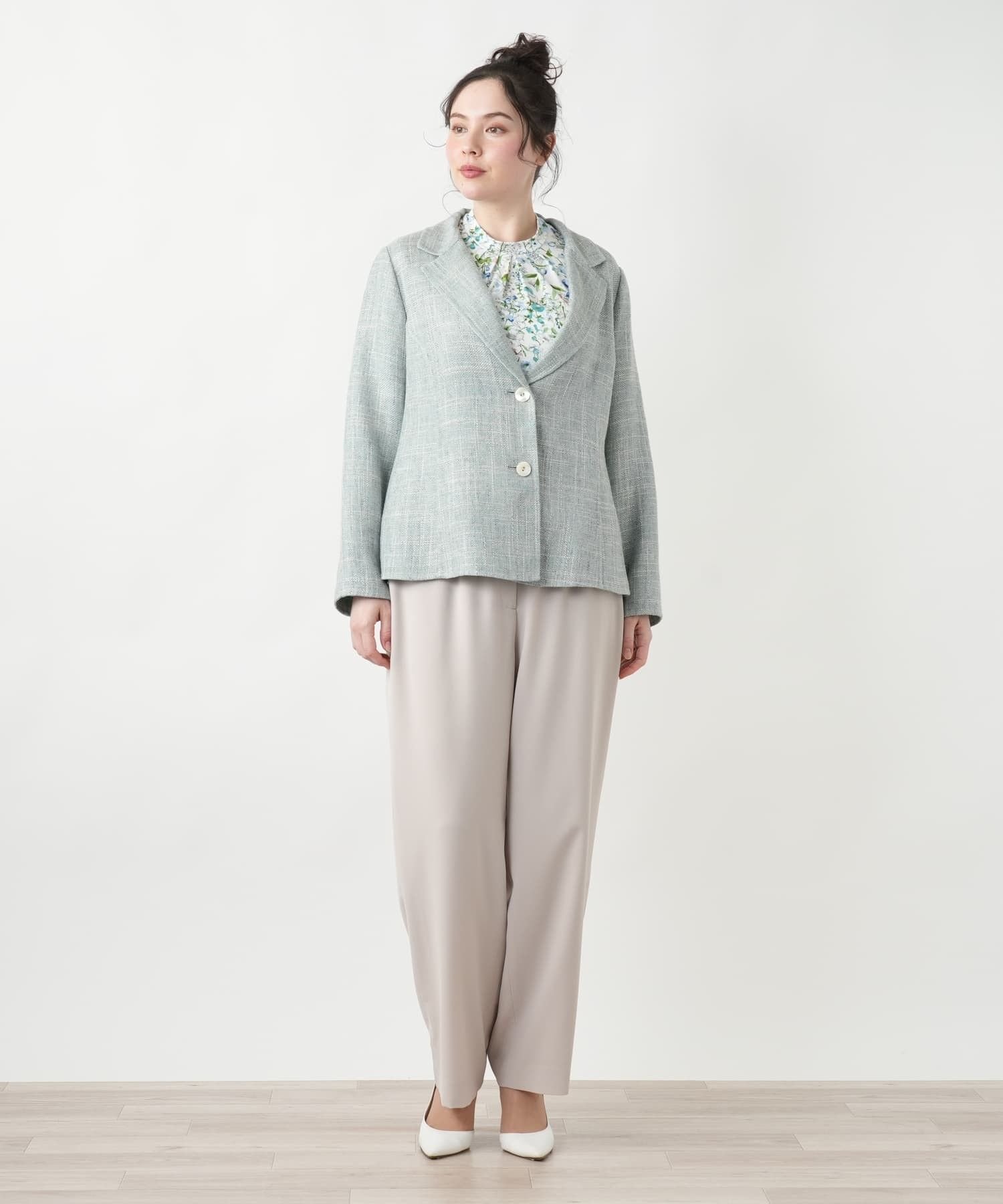 Leilian PLUS HOUSE ブレザー【STEFANONI】 レリアン プラスハウス ジャケット・アウター テーラードジャケット・ブレザー グリーン ブルー