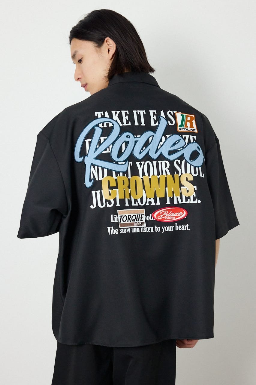 RODEO CROWNS WIDE BOWL Overlapアップリケシャツ ロデオクラウンズワイドボウル トップス シャツ・ブラウス ベージュ ホワイト ブラック