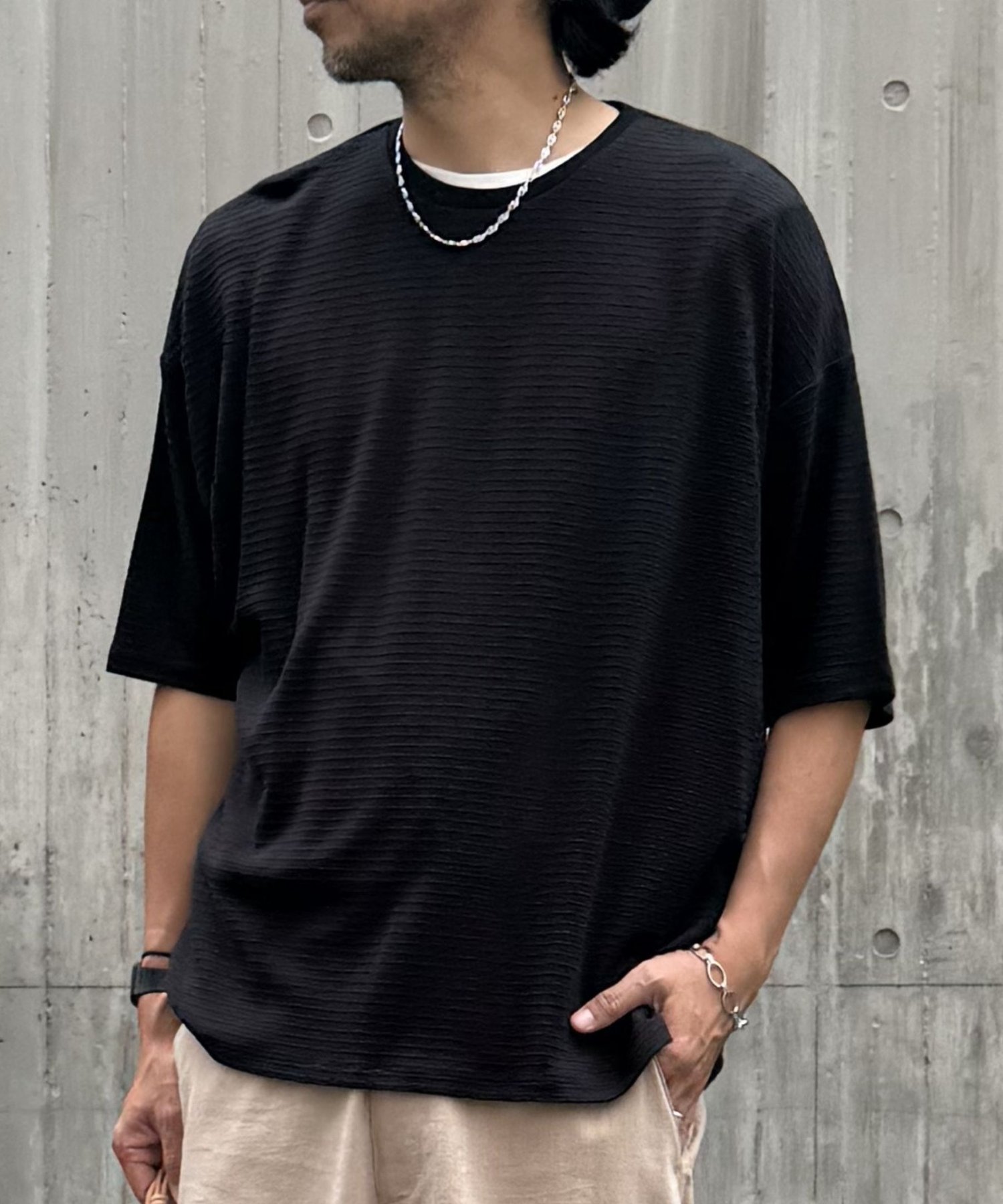 ジャガードボーダー半袖Tシャツ コロニー トゥーワンスリーナイン トップス カットソー・Tシャツ ホワイト カーキグリーン ブラック