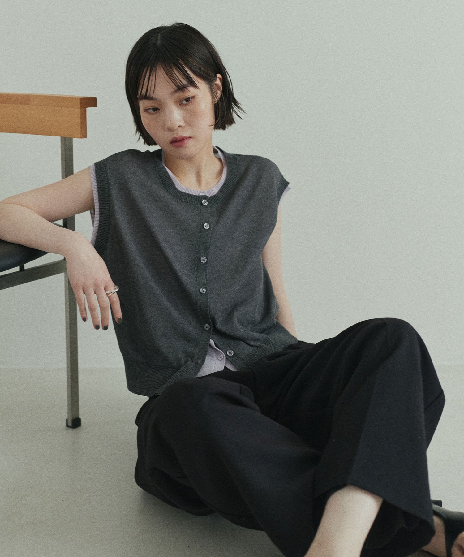【SALE／30%OFF】hellam 配色デザインノースリーブ へラム トップス ノースリーブ・タンクトップ ベージュ ブラック ブラウン ネイビー グレー【送料無料】