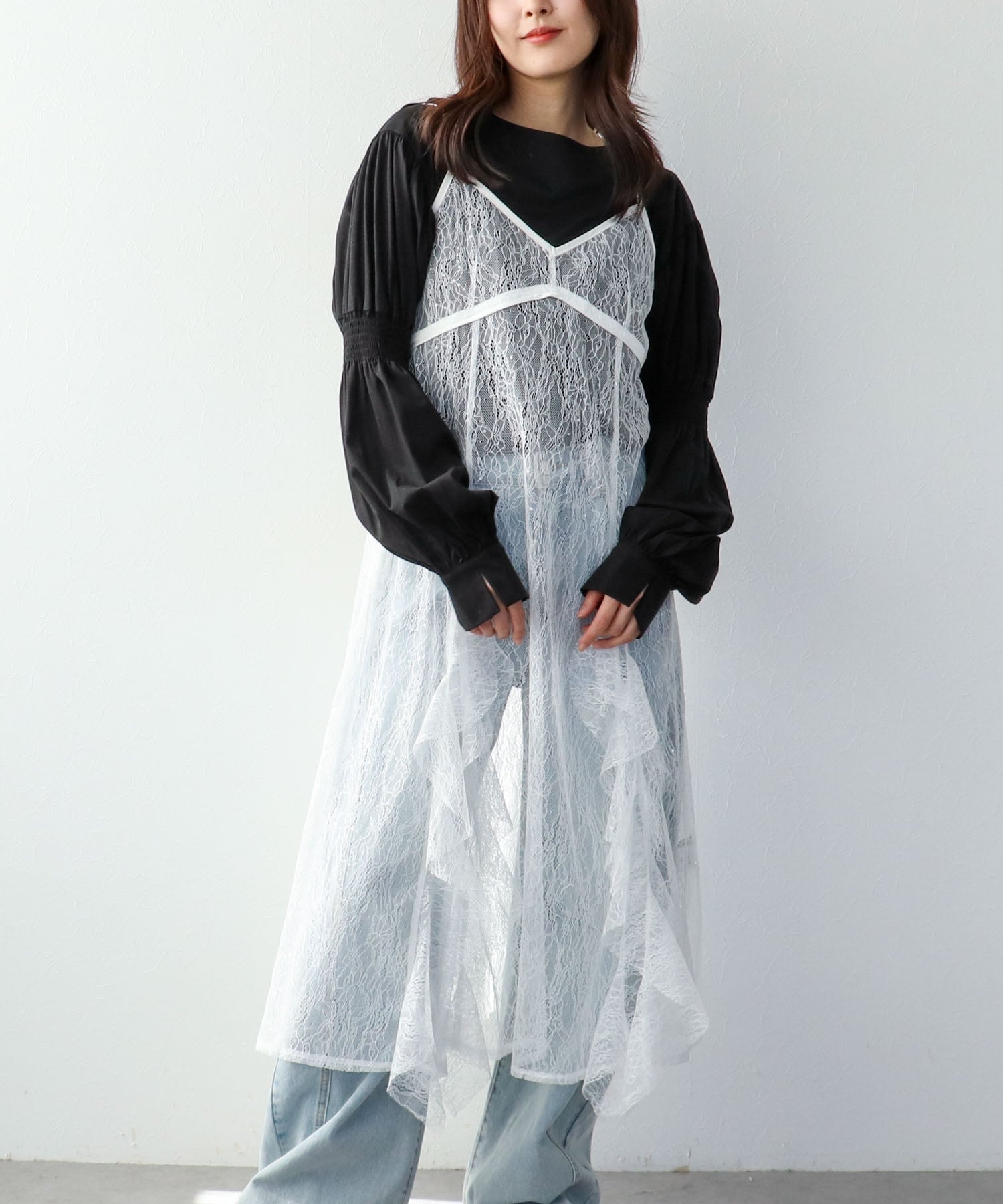 【SALE／60%OFF】Three Four Time Three Four Time/レースキャミワンピース スリーフォータイム ワンピース・ドレス ワンピース ホワイト【送料無料】