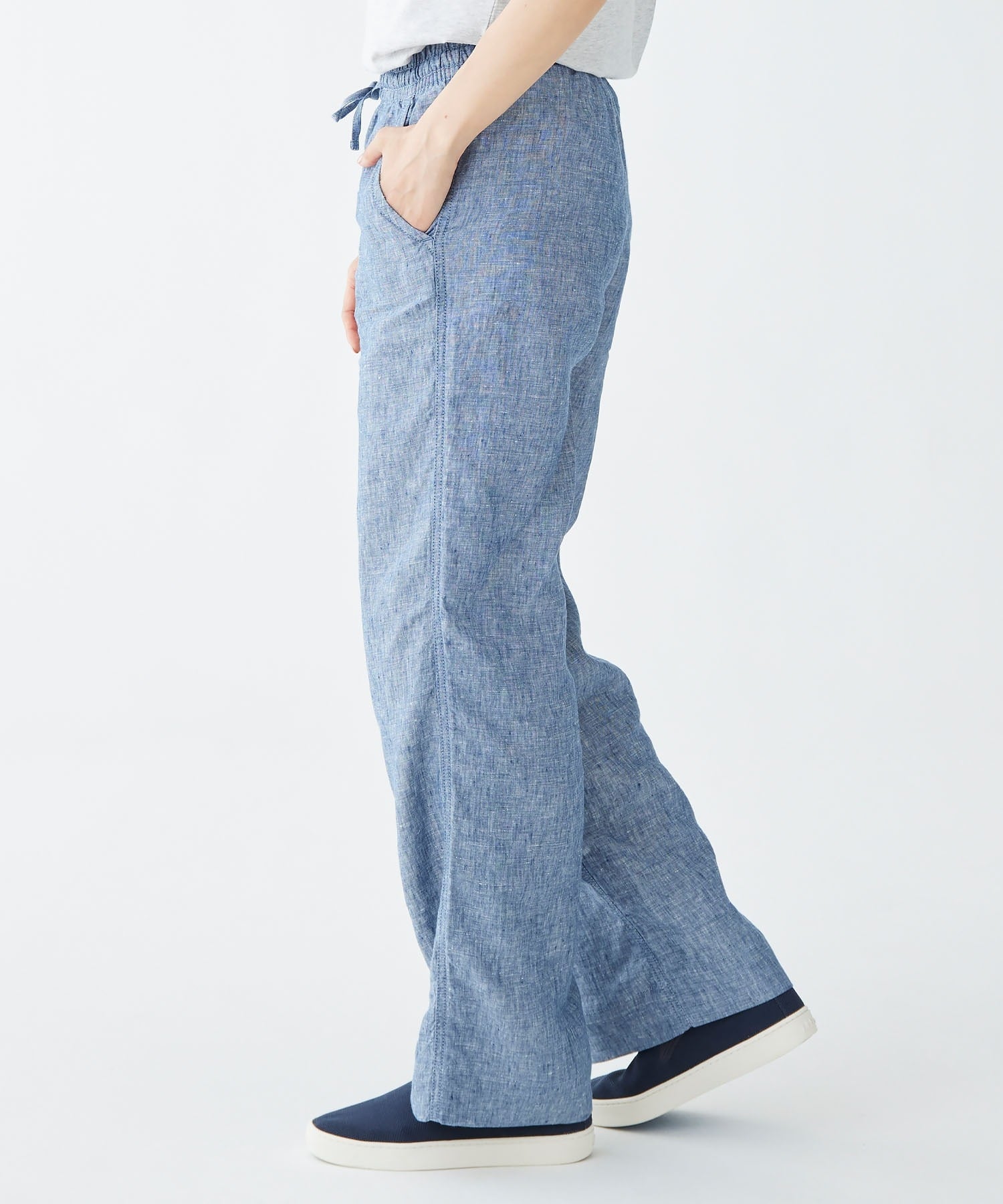 プレミアム・ウォッシャブル・リネン・プル・オン・パンツ ジャパン・フィット エルエルビーン パンツ その他のパンツ ブルー