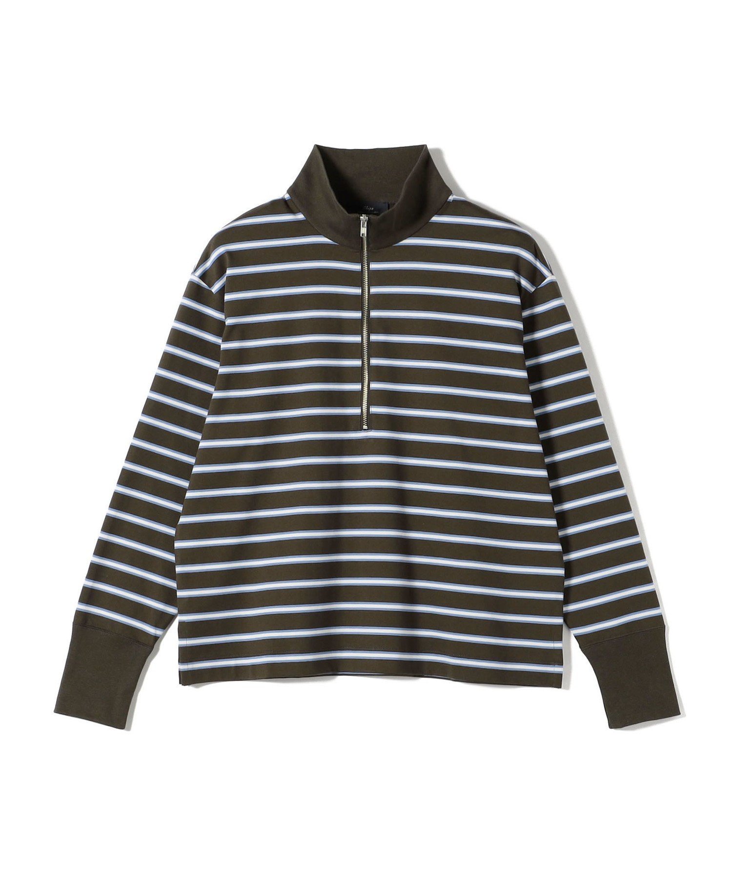 SHIPS WOMEN SHIPS Primary Navy Label: マルチボーダー ジップアップ プルオーバー シップス トップス カットソー・Tシャツ カーキグリーン ピンク【送料無料】