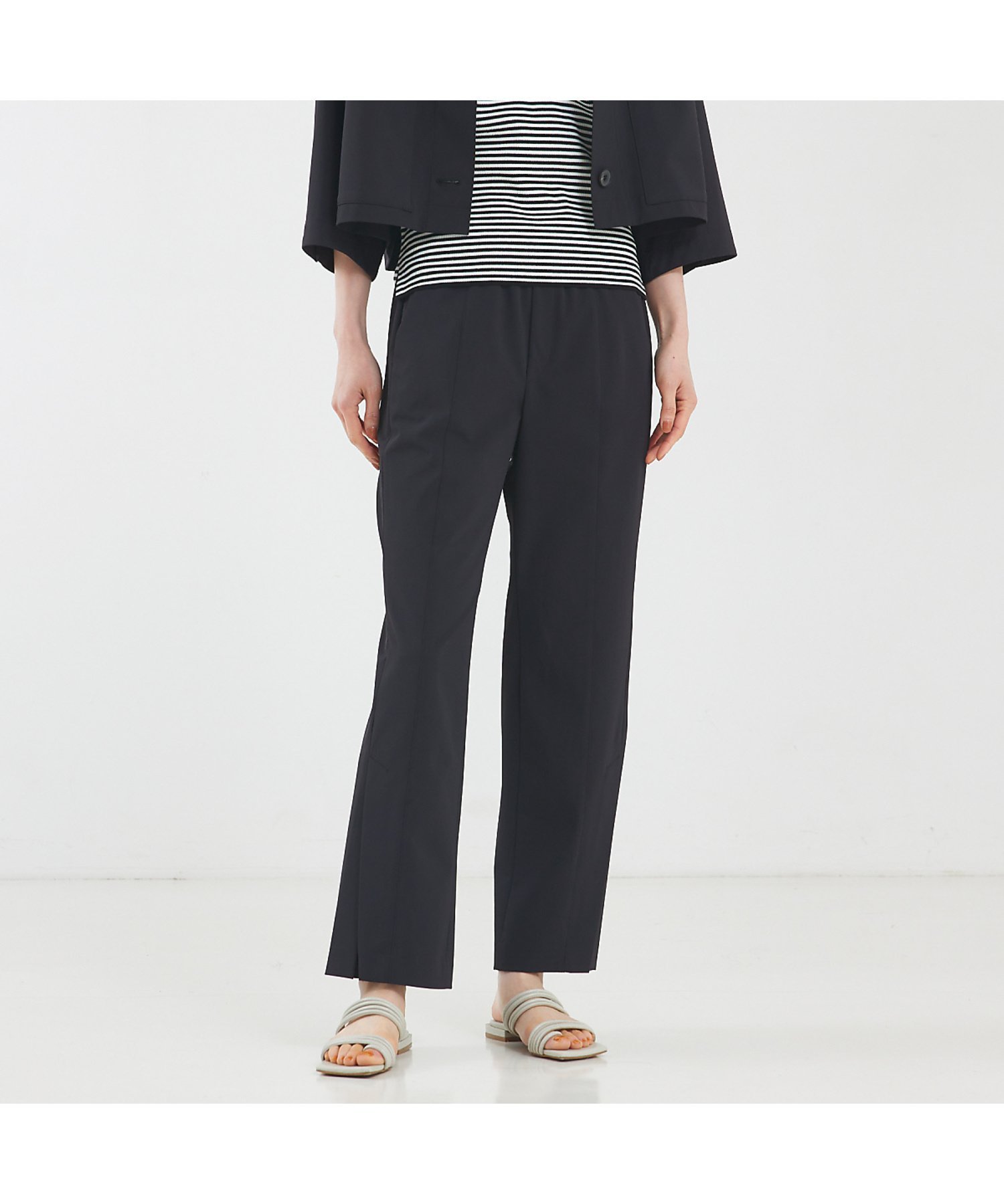 qualite 【セットアップ対応】2WAYストレッチストレートパンツ カリテ パンツ その他のパンツ ベージュ ブラック