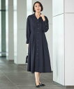 【SALE/30%OFF】自由区 【洗える】トロピカルストレッチシャツ ドレス ジユウク ワンピース・ドレス シャツワンピース ネイビー カーキグリーン【送料無...