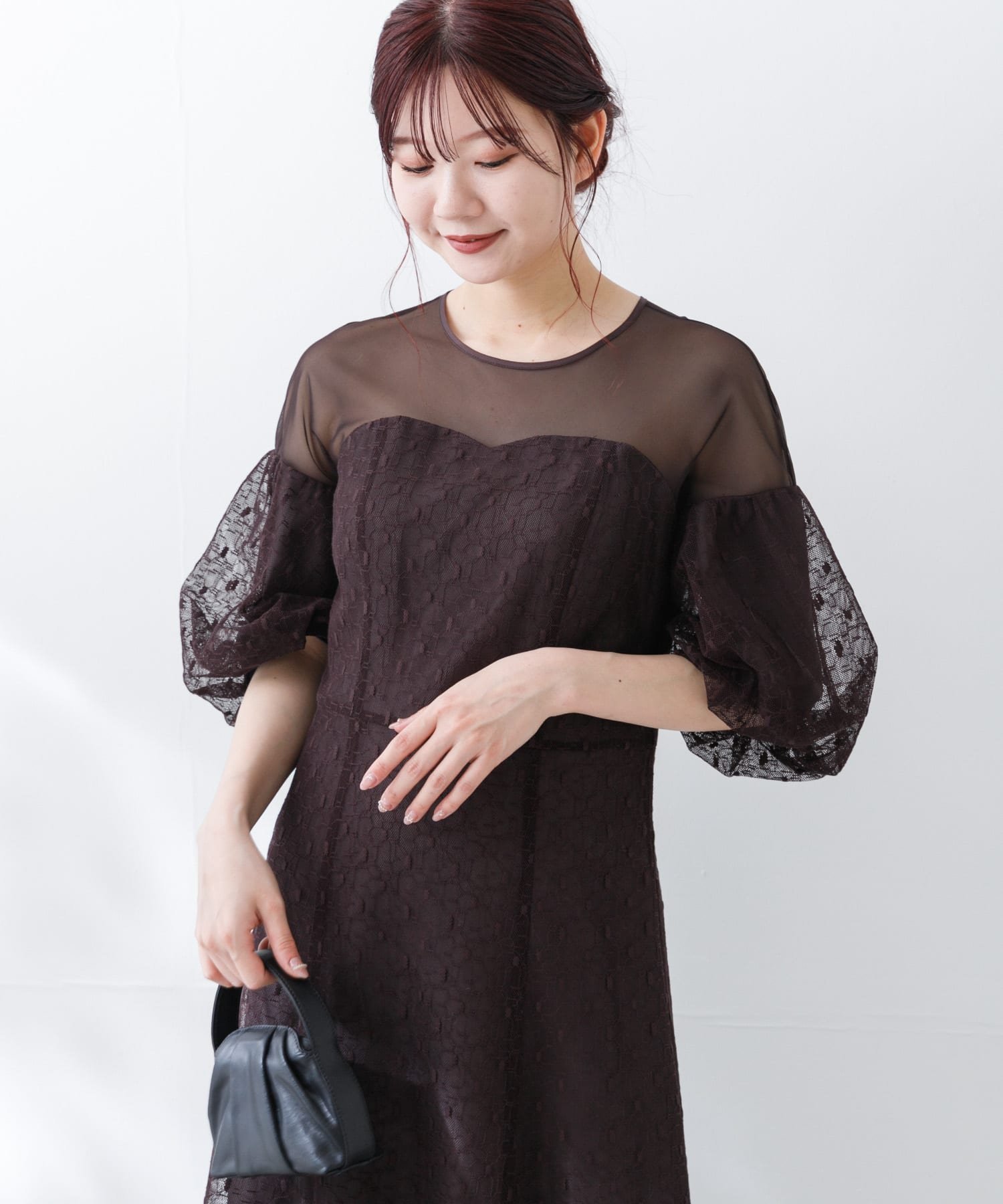 【SALE／50%OFF】URBAN RESEARCH ROSSO 幾何学レースドレス アーバンリサーチロッソ ワンピース・ドレス ワンピース グレー ブラウン【送料無料】