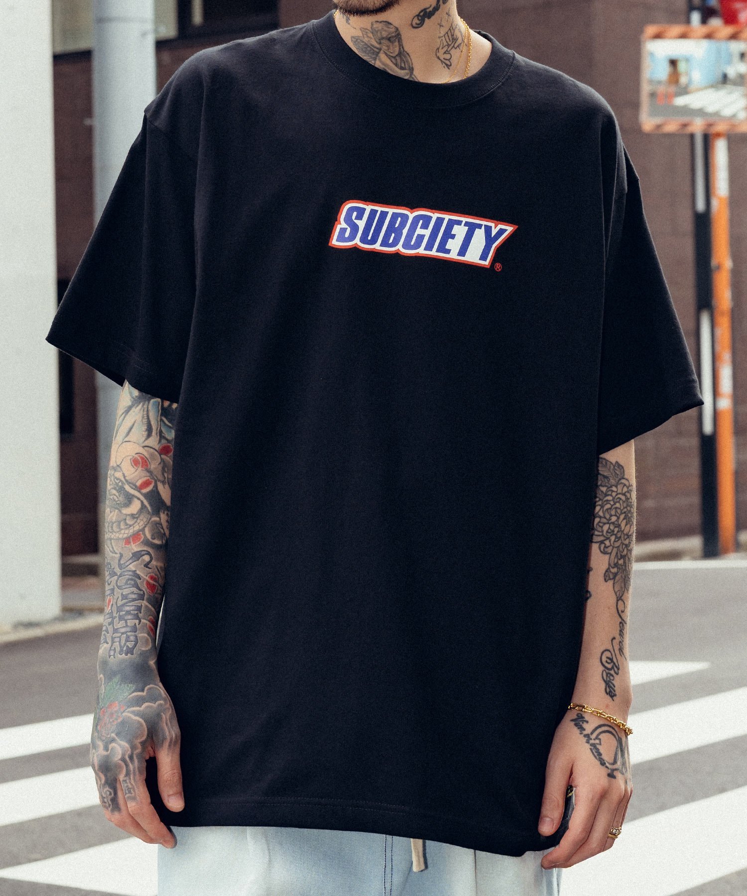 Subciety Nougat tee サブサエティ トップス カットソー・Tシャツ ブラウン ブラック ホワイト
