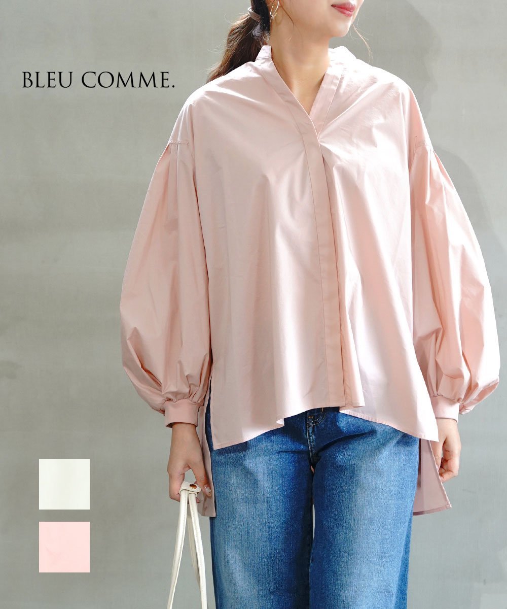 BLEU COMME. ブルーコム 袖ふんわりシャツ ブルーコムブルー トップス シャツ・ブラウス