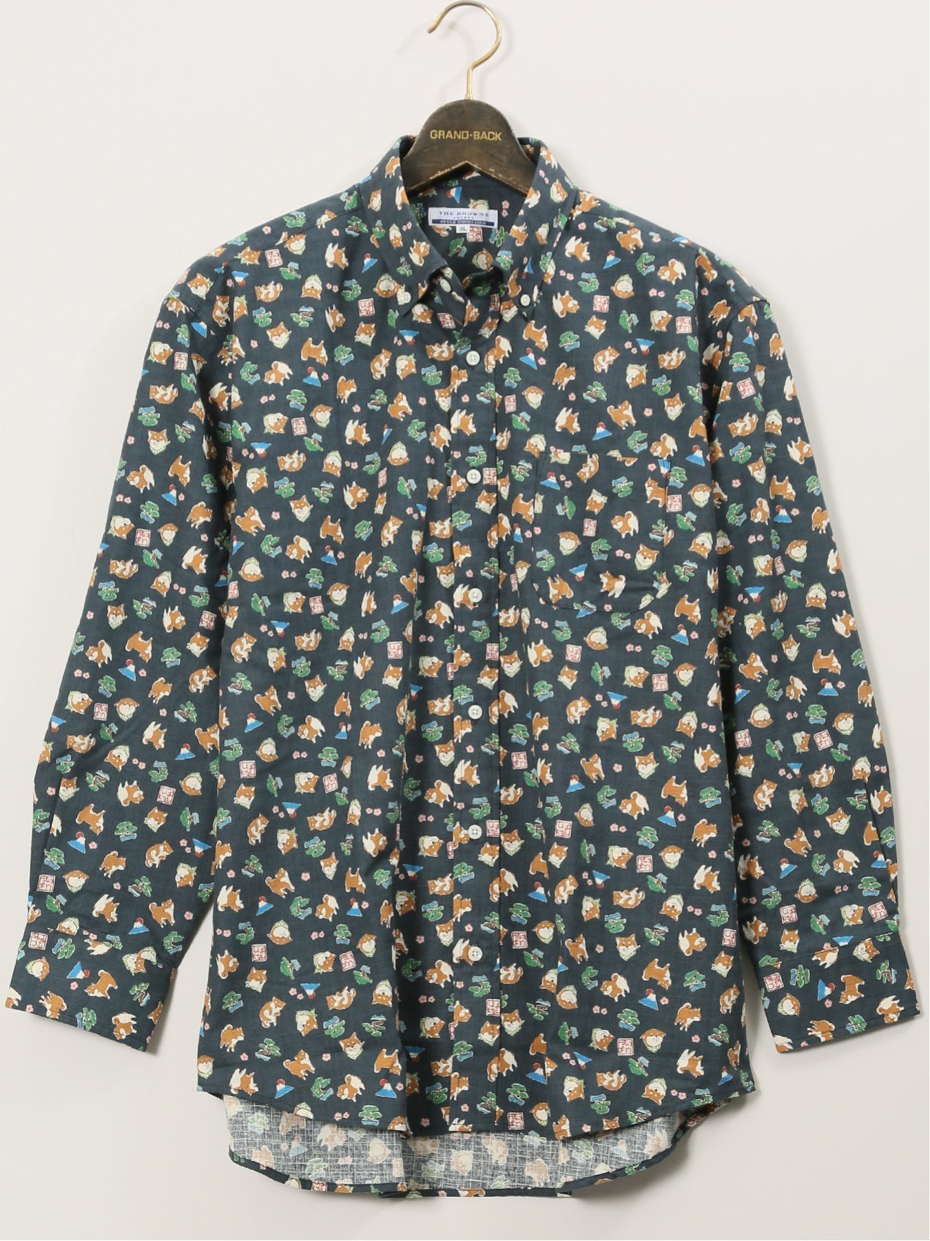 GRAND-BACK 【大きいサイズ】CLASSIC THE BROWNS 日本製 綿100 ボタンダウン長袖シャツ タカキュー トップス シャツ・ブラウス ネイビー ピンク【送料無料】のサムネイル