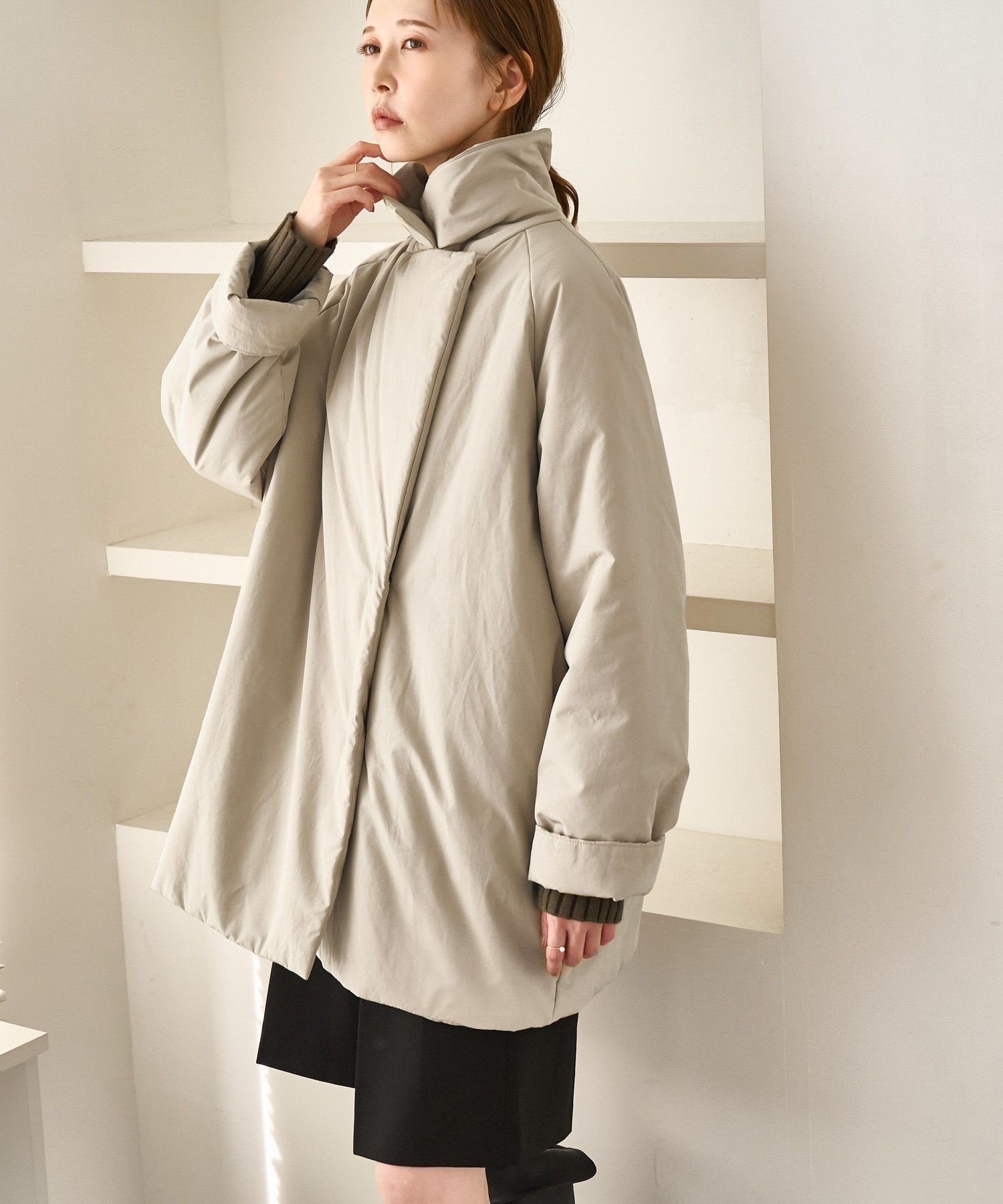 ROPE' PICNIC 2WAY中綿テーラードコート ロペピクニック ジャケット・アウター ダウンジャケット・ダウンベスト ベージュ ブラック【送料無料】のサムネイル