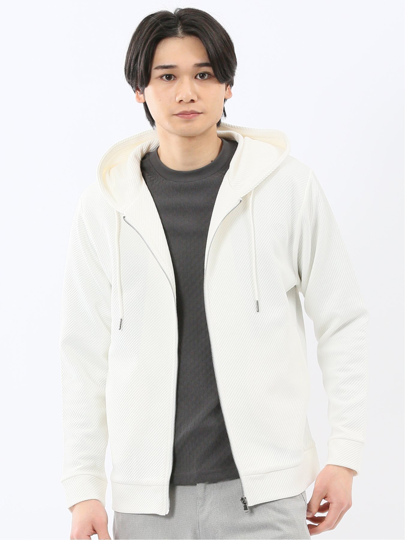 TAKA-Q ストレッチ ブリスターツイル フルジップパーカー 【26SS】 タカキュー トップス パーカー・フーディー グレー ワインレッド ホワイト ネイビー【送料無料】