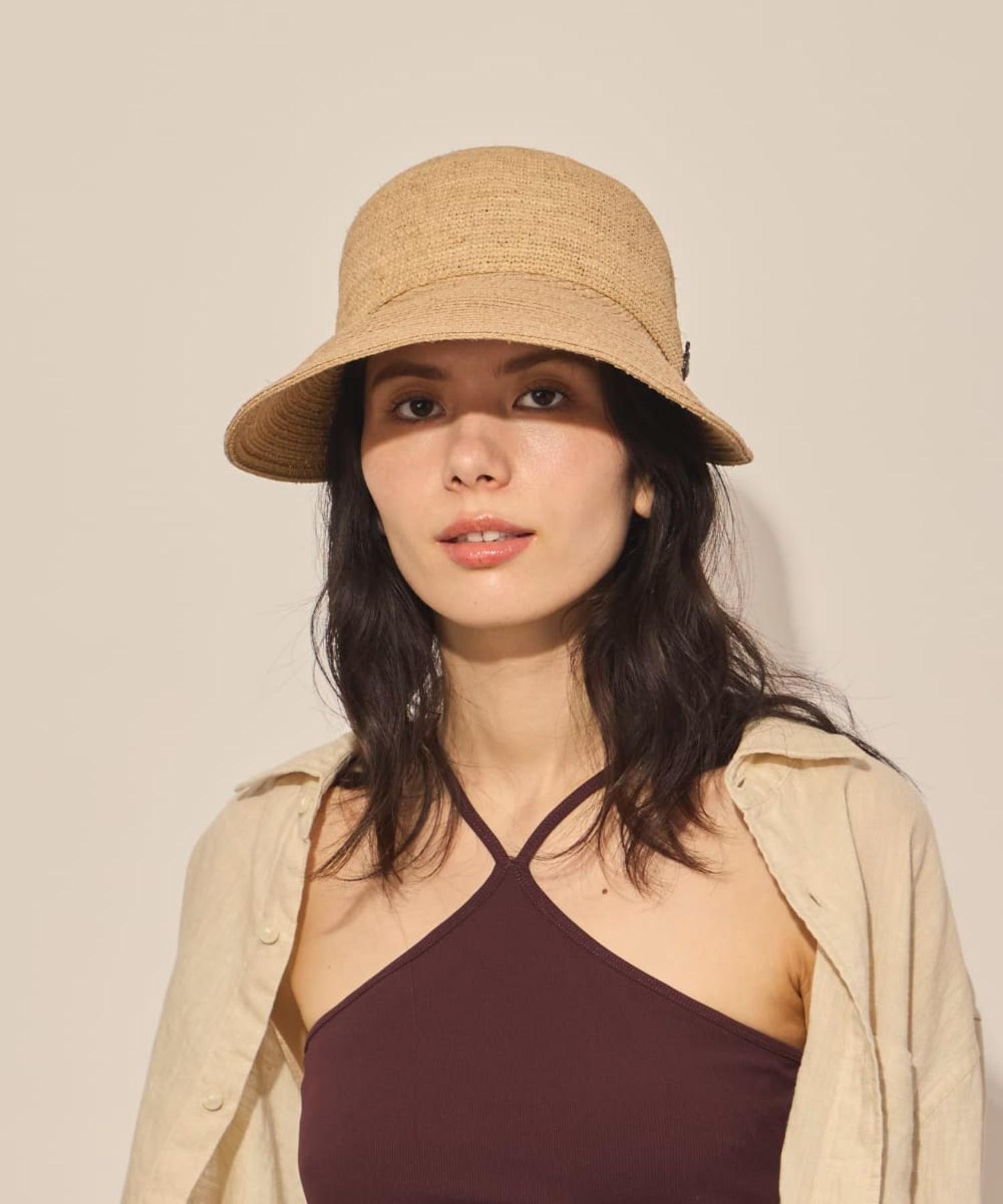 arth arth Raffia Wide Visor Cap / アース オーバーライド 帽子 キャップ ホワイト【送料無料】