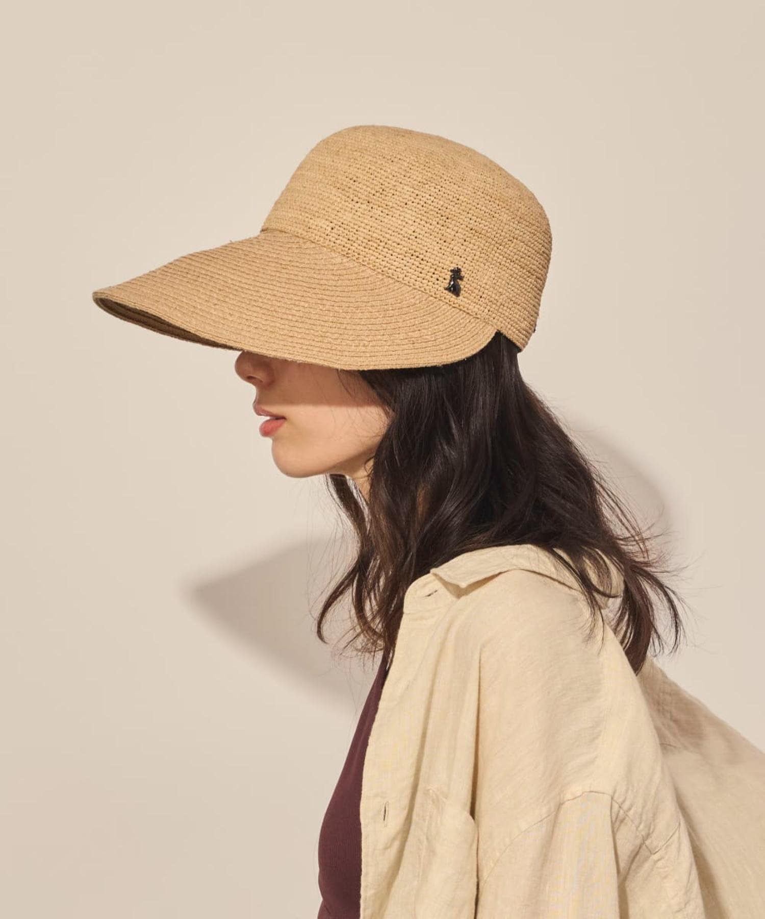 arth arth Raffia Wide Visor Cap / アース オーバーライド 帽子 キャップ ホワイト【送料無料】
