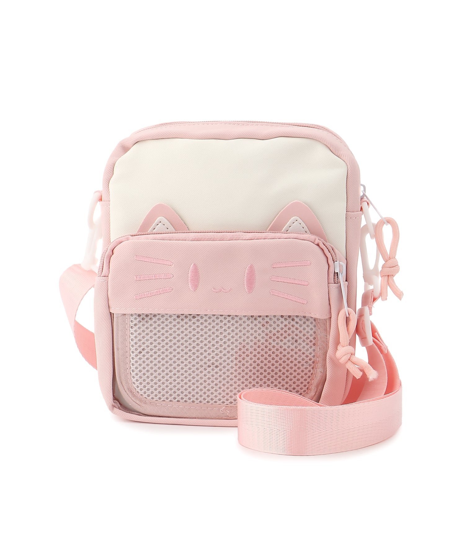 【SALE／20%OFF】lulu noix lulu noix/(K)ねこクリアポケットショルダーバッグ ミニョントレフル ルームヨンマルサンセレクティッド バッグ ショルダーバッグ ピンク ブルー ブラック ベージュ
