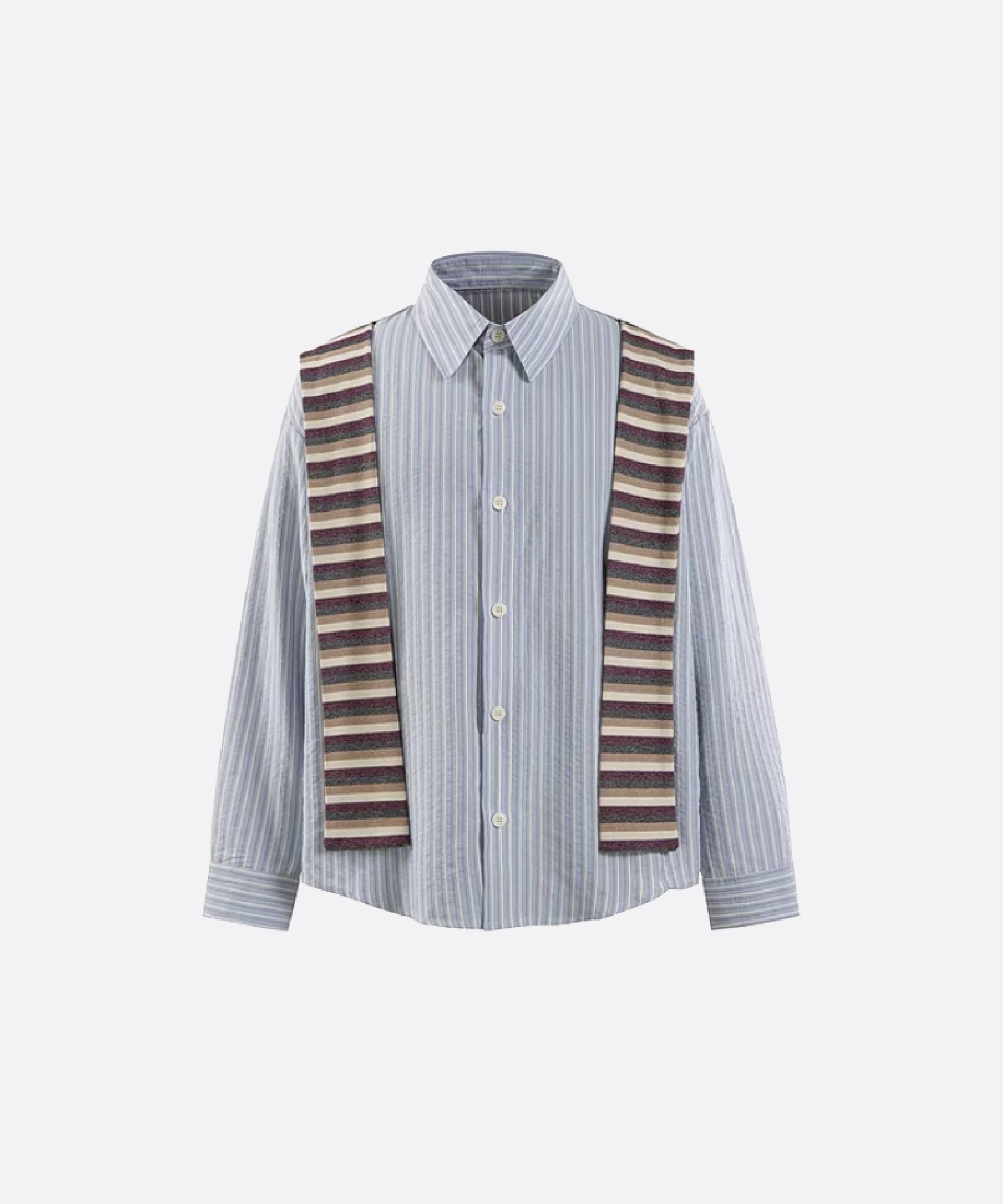 U:UME Fake Two Stripe Shirt ユーム トップス シャツ・ブラウス ベージュ ブルー