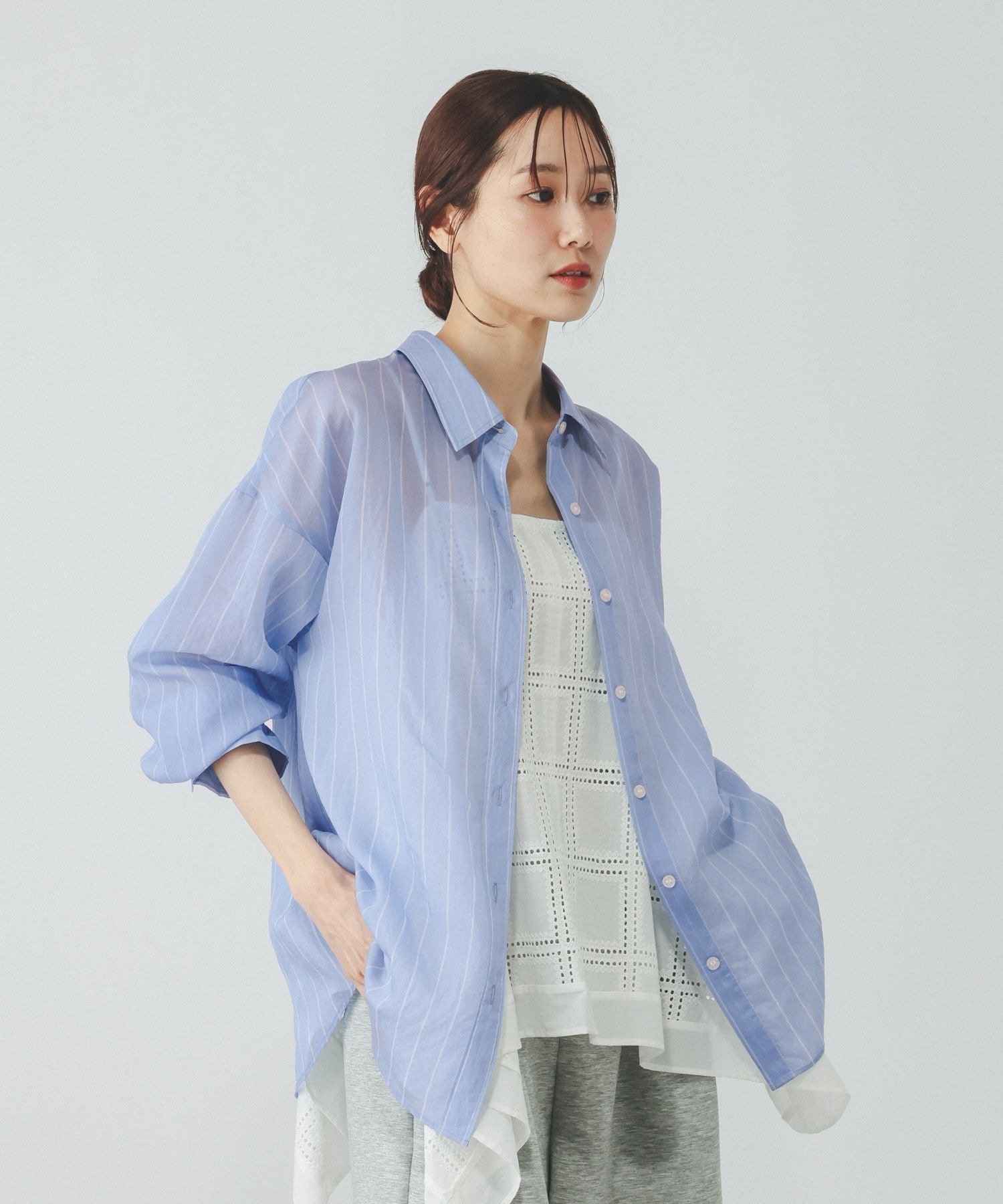 プレムワークス　今季　コットンシアーシャツ E. ボイルコットン シアーシャツ（シャツ／ブラウス）｜EDIFICE