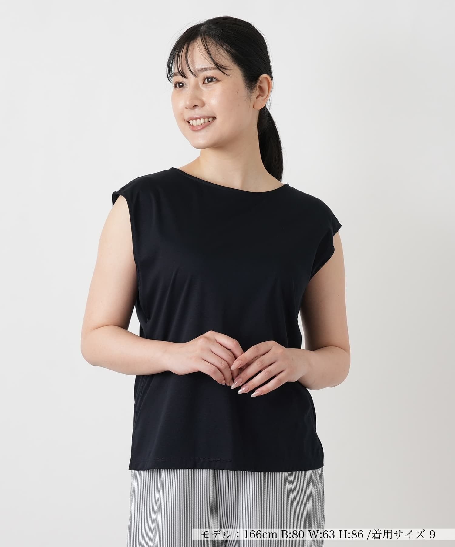 Leilian フレンチスリーブカットソー レリアン トップス カットソー・Tシャツ ネイビー