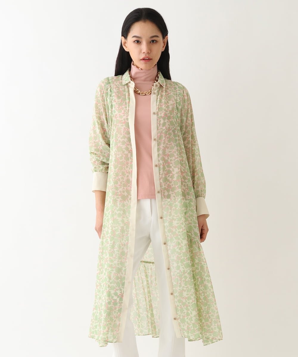 HIROKO BIS（小さいサイズ） 【小さいサイズ】シフォンフラワーデザインワンピース メゾンドゥサンク ワンピース・ドレス ワンピース グリーン ブルー