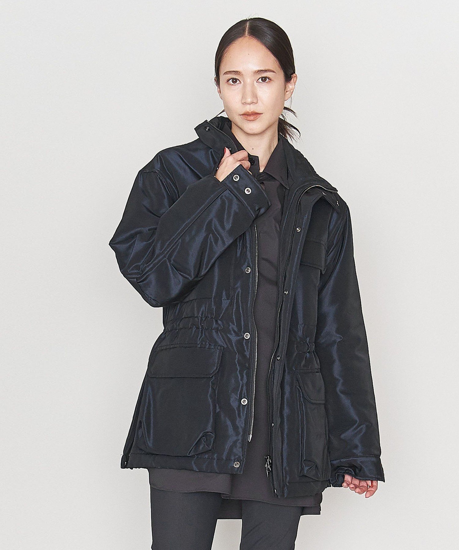 ＜ASTRAET＞シャイニー パテッド ミリタリージャケット ユナイテッドアローズ アウトレット ジャケット・アウター ミリタリージャケット ネイビー ベージュ
