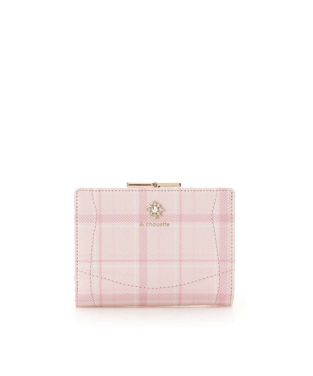 & chouette チェックビジュー折財布 アンドシュエット 財布・ポーチ・ケース 財布 ピンク パープル【送..
