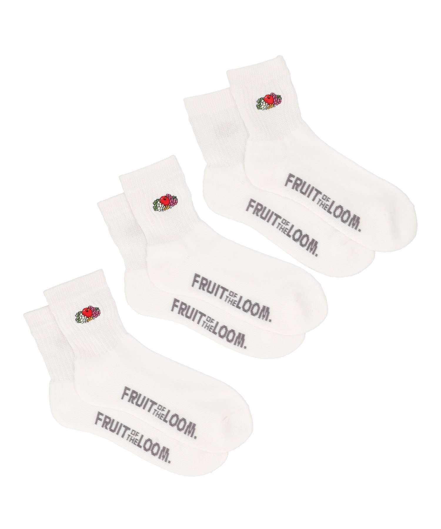BACKYARD FAMILY FRUIT OF THE LOOM クオーター丈ソックス3足セット ローラ 靴下・レッグウェア 靴下 ホワイト
