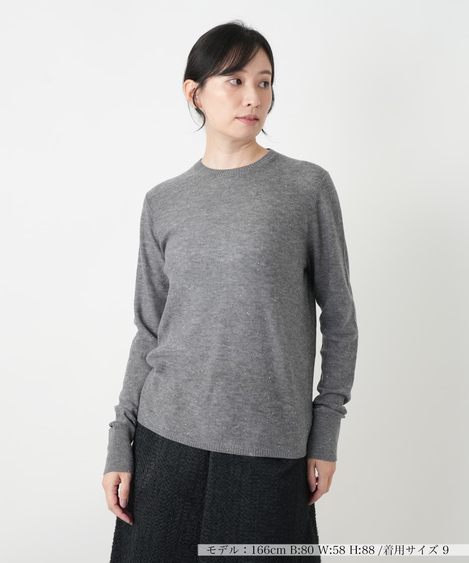 【SALE／51%OFF】Leilian スパンコールクルーネックニット レリアン トップス ニット ブラック【送料無料】