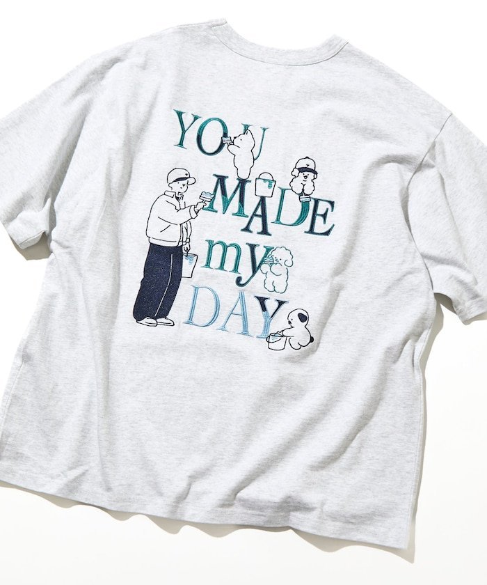 tombonia/トムボニア バックプリント クルーネックTシャツ/YOU MADE MY DAY フリークスストア トップス カットソー・Tシャツ ホワイト イエロー グレー