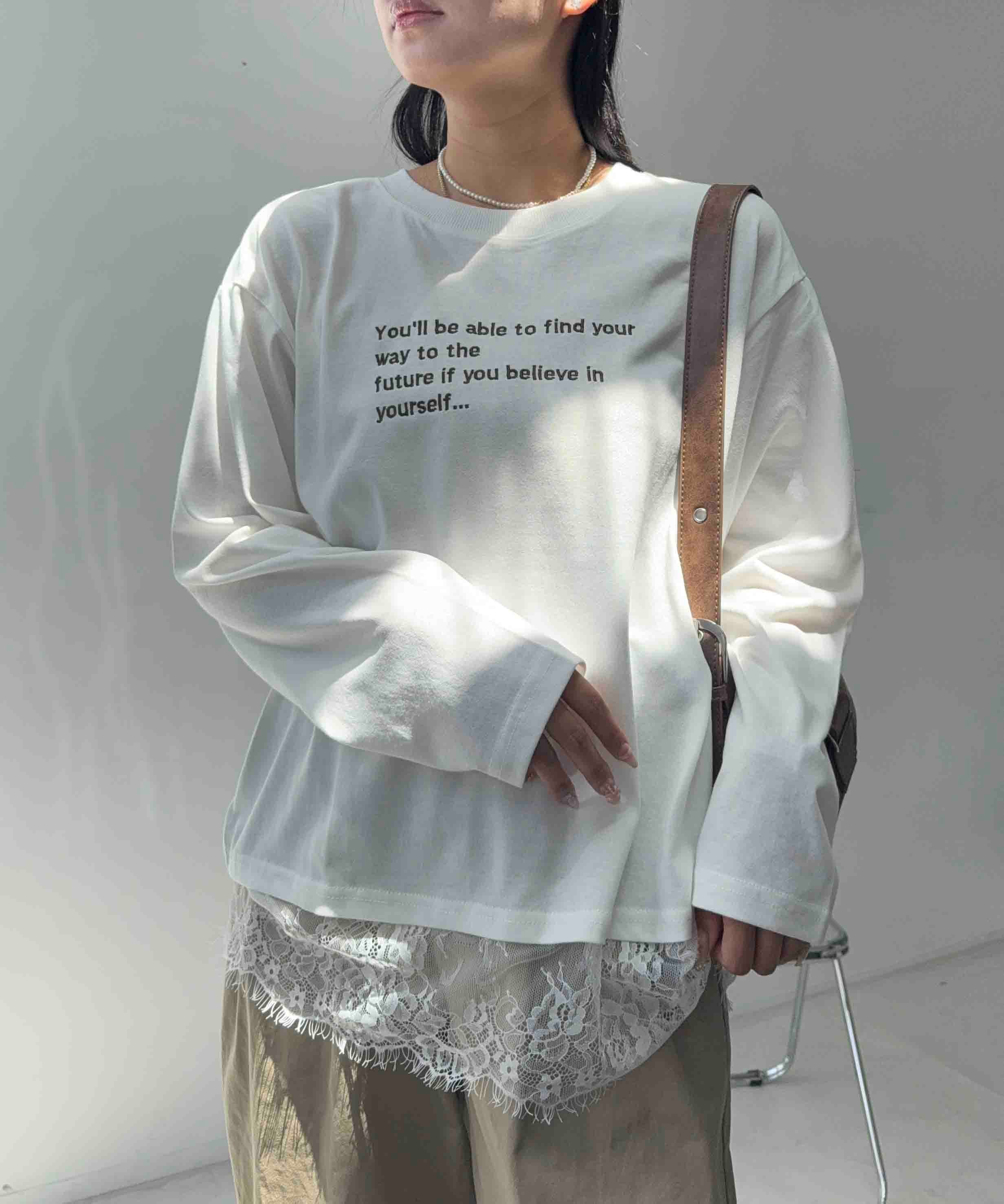 【SALE／29%OFF】AS KNOW AS plus ☆『裾レース/レイヤード風/大人カジュアル』ロゴロンT アズノゥアズプラス トップス カットソー・Tシャツ ブラウン ホワイト ブラック