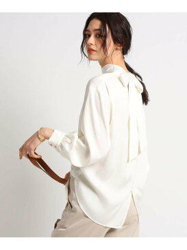 【SALE／50%OFF】INDIVI [L]【マシンウォッシュ】セシェツイルストレッチボウタイブラウス インディヴィ シャツ/ブラウス シャツ/ブラウスその他 ホワイト グレー ブルー【送料無料】