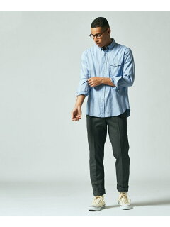 Stripe Organic Cotton Double Tube Button Down Shirt HSOVIA0213: Saxe Stripe Organic Cotton Double Tube Button Down Shirt HSOVIA0213: Saxe