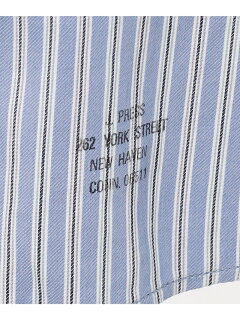 Stripe Organic Cotton Double Tube Button Down Shirt HSOVIA0213: Saxe Stripe Organic Cotton Double Tube Button Down Shirt HSOVIA0213: Saxe