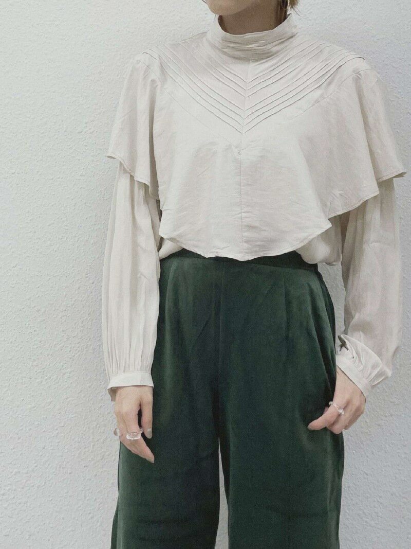 kivi ピンタックケープブラウス レトロガール トップス シャツ・ブラウス ホワイト ブラック パープル【送料無料】のサムネイル