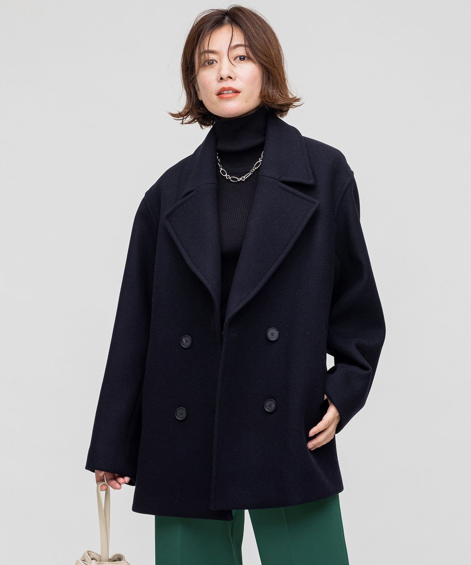 【SALE／60%OFF】23区 L ソフトメルトン Pコート ニジュウサンク ジャケット・アウター ピーコート ネイビー ブラウン【送料無料】のサムネイル