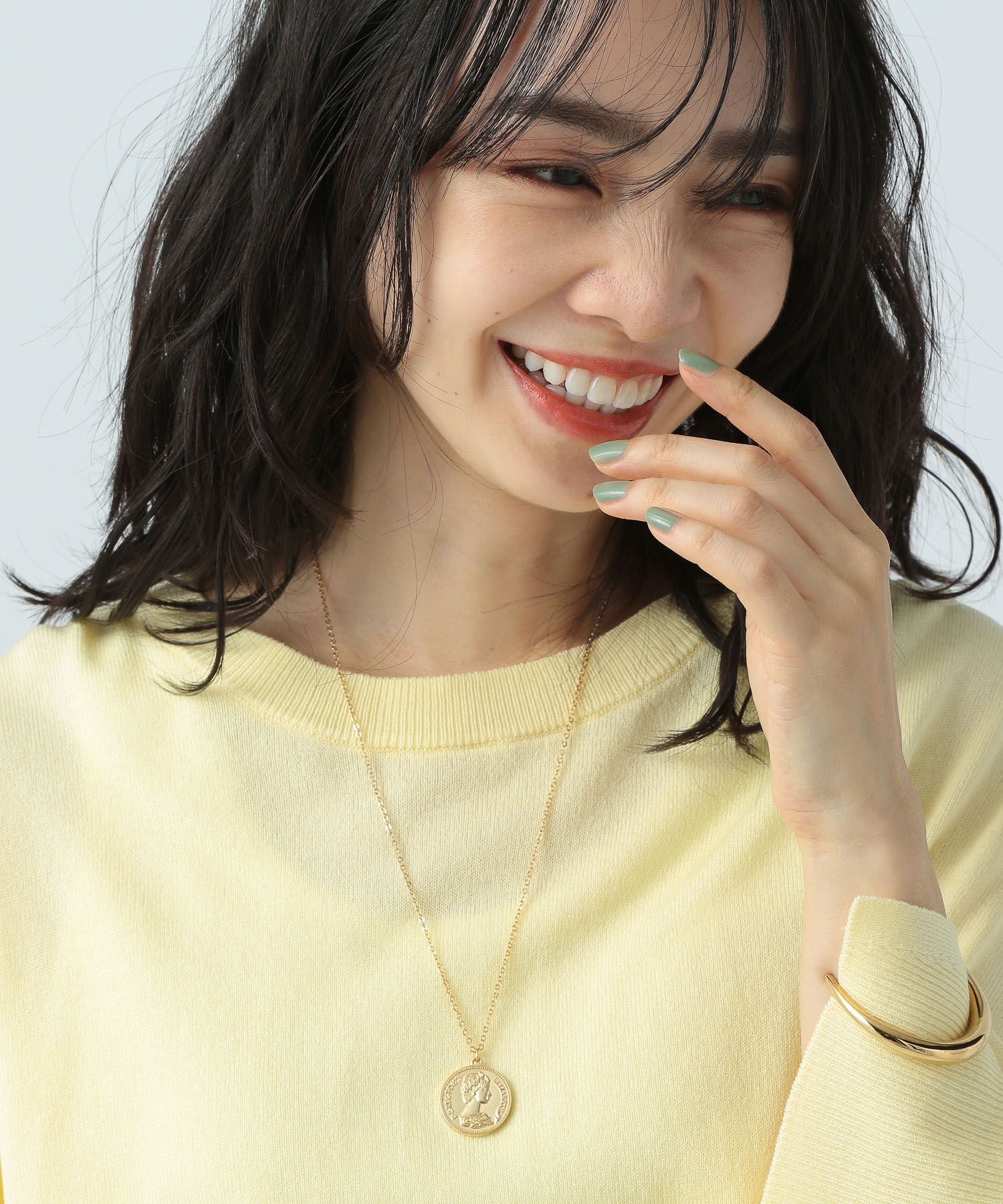 BAYFLOW (W)Wコインネックレス ベイフロー アクセサリー・腕時計 ネックレス グレー イエローのサムネイル