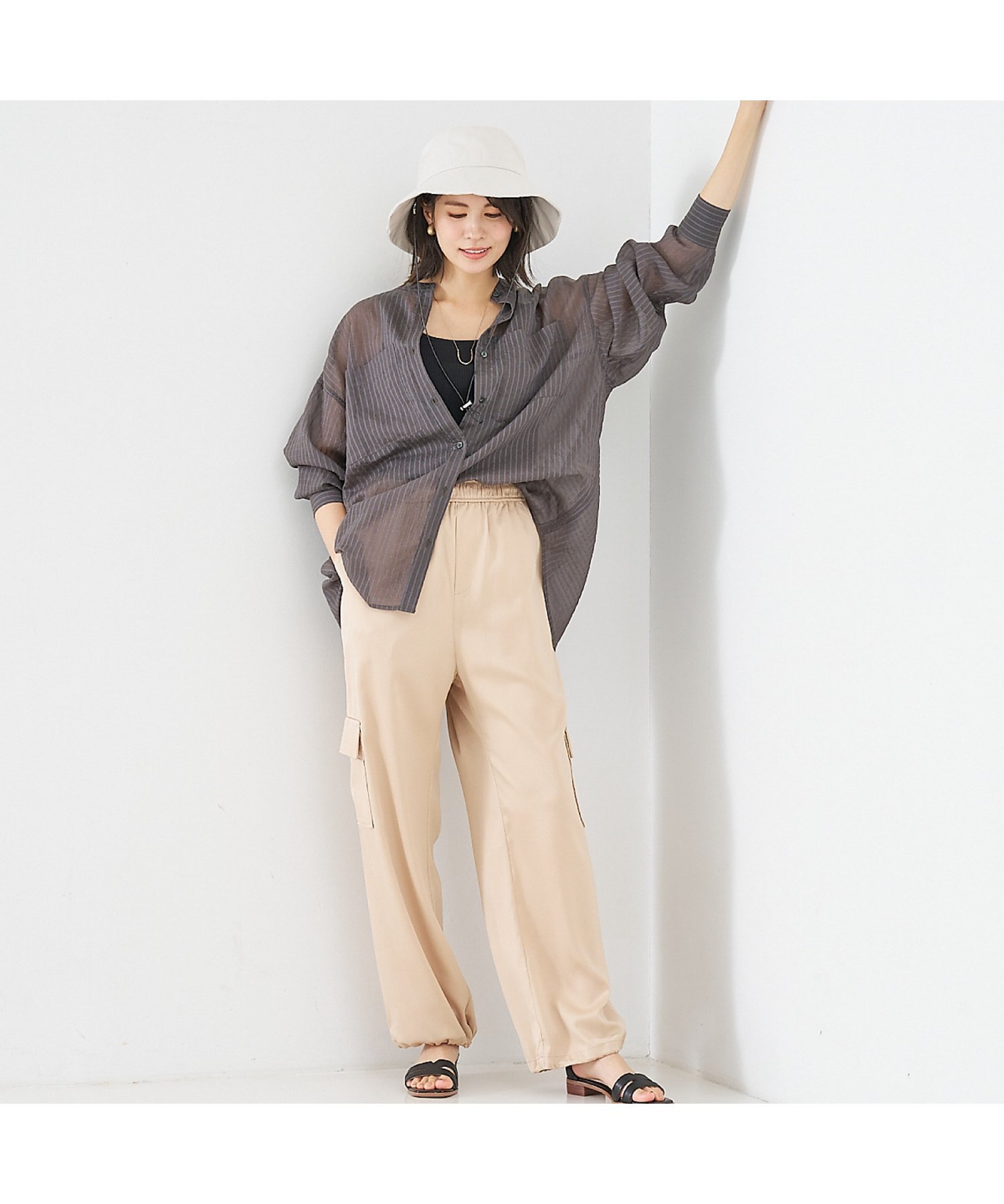 abahouse mavie コットンナイロンハット(ストラップ付) アバハウス マヴィ 帽子 ハット ブラック グレー【送料無料】