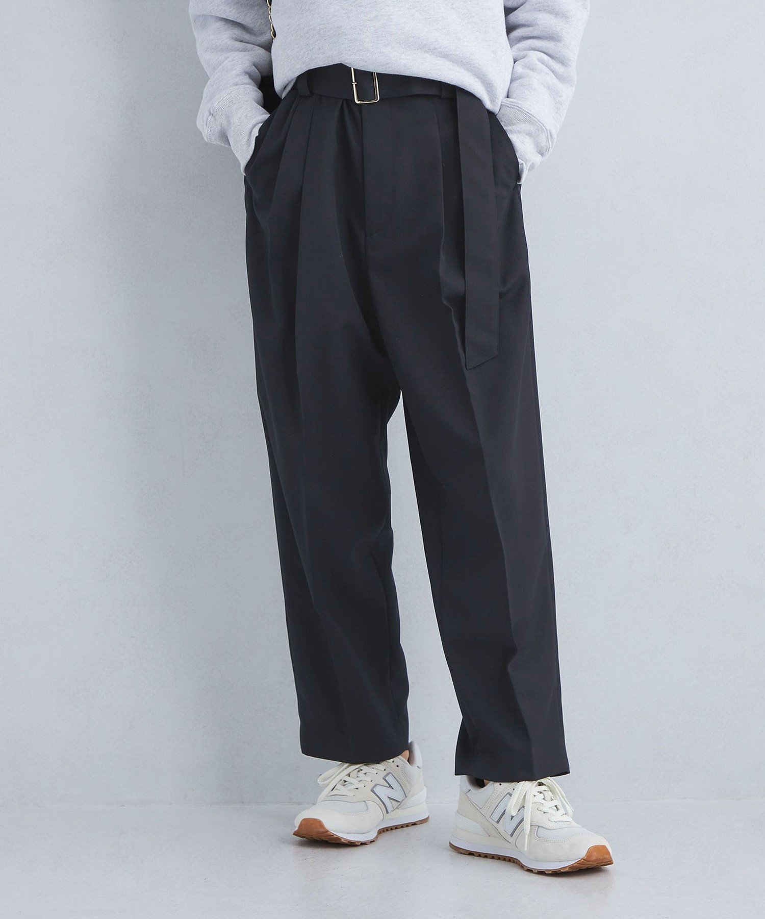 UNITED ARROWS green label relaxing ベルテッド コクーン パンツ ユナイテッドアローズ グリーンレーベルリラクシング パンツ その他のパンツ ネイビー ブラウン【送料無料】のサムネイル